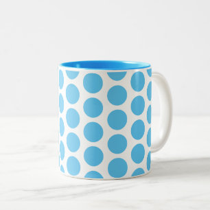 Coffee Mug-Blue Polka Dots  Two-Tone Coffee Mug