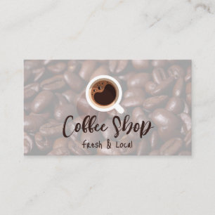 Coffee Mug   Coffee Beans Background Business Card
