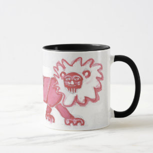 coffee mug contemporary lion cute red black bold