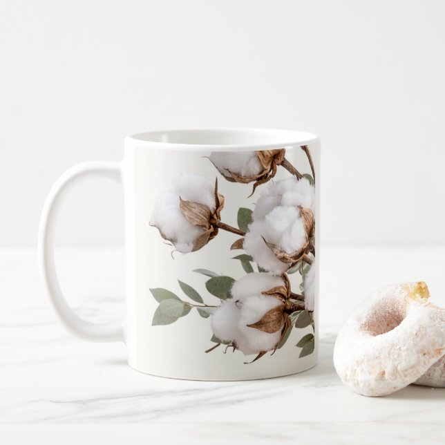 Coffee Mug Cotton Botanica Neutral Print (With Donut)