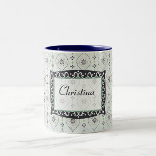 Coffee Mug Cup 2 Blue Flower Pattern