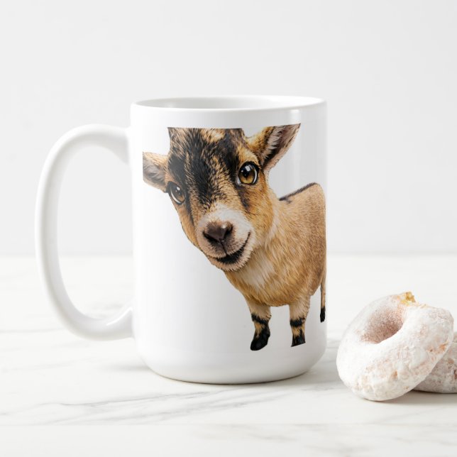 Coffee Mug - Cute Goat Peeking (With Donut)