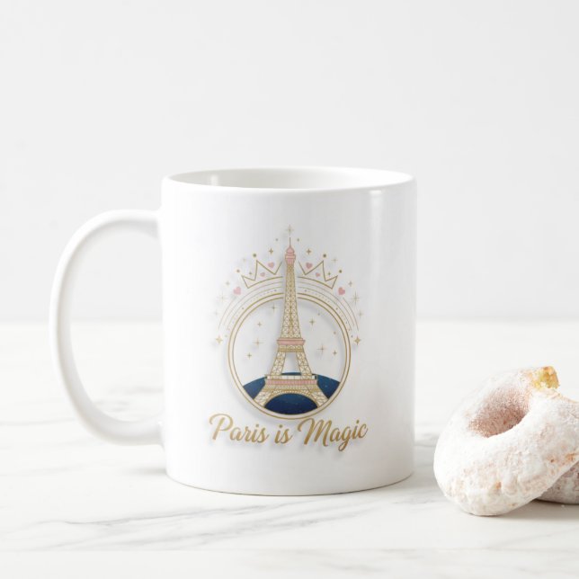 Coffee Mug - Elegant paris Eiffel Tower (With Donut)