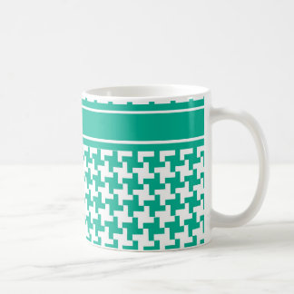 Coffee Mug, Emerald Green Dogtooth Check Coffee Mug