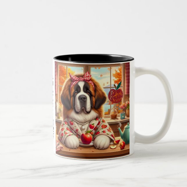 Coffee Mug Fall Saint Bernard artwork (Right)