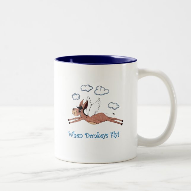Coffee Mug  Funny, Whimsical Flying Donkey (Right)