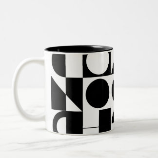 coffee mug, geometric patterns, modern style. Two-Tone coffee mug