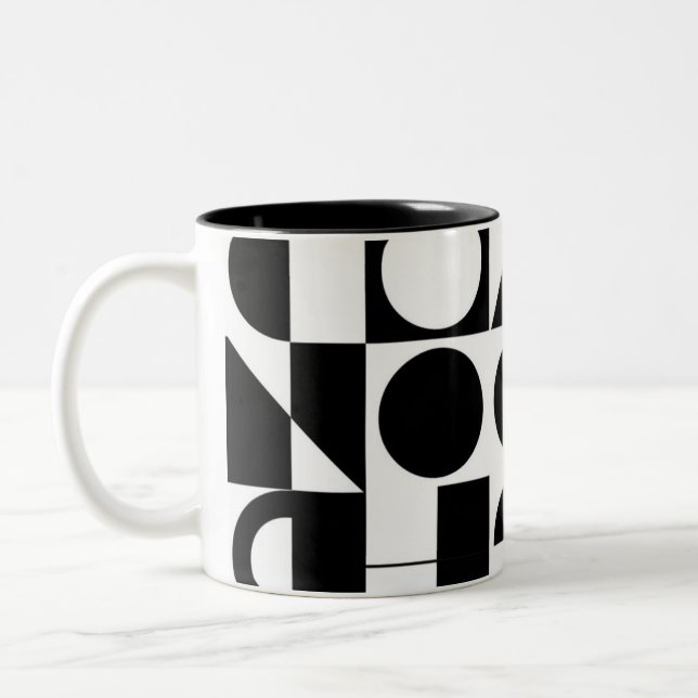 coffee mug, geometric patterns, modern style. Two-Tone coffee mug (Left)