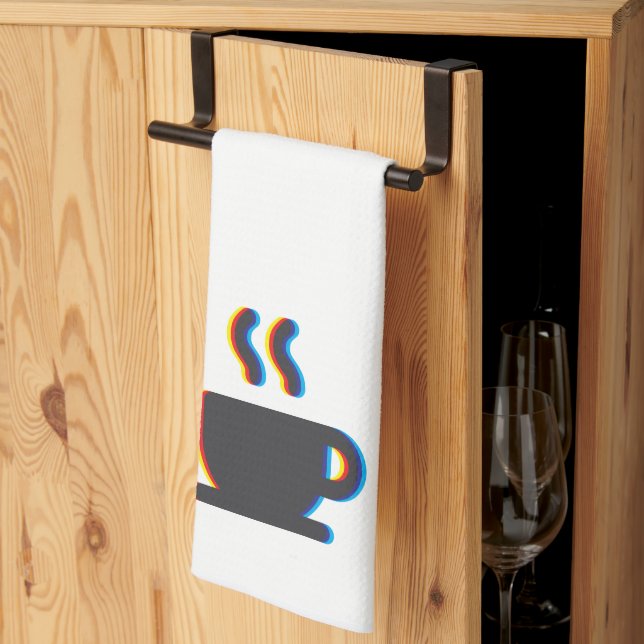 Coffee Mug Glitch Tea Towel (Thirds Fold)