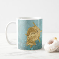 Coffee mug "Gold Dolphins Mummy & Baby" Sippy Cup"