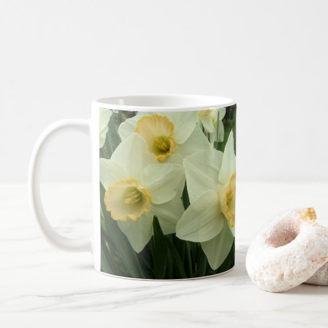 Coffee Mug - Gold Hearted Daffodils - Mirrored (With Donut)