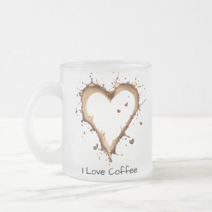 Coffee Mug, Heart Coffee Design, I Love Coffee Mug