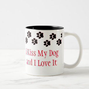 Coffee Mug-I Kiss My Dog and I Love It Two-Tone Coffee Mug