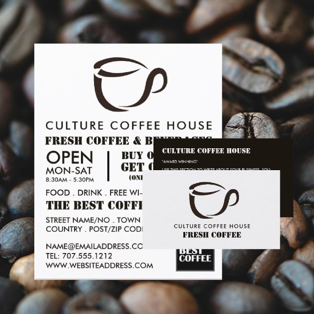 Coffee Mug Icon, Barista, Café, Coffeehouse Business Card (Creator Uploaded)