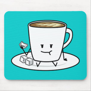 Coffee mug latte coffee eating sugar cubes cream mouse mat