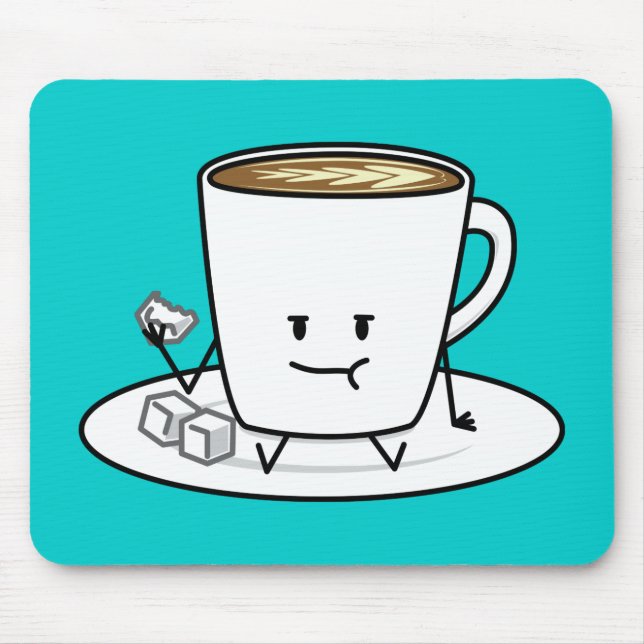 Coffee mug latte coffee eating sugar cubes cream mouse mat (Front)