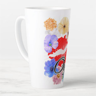 coffee mug: lips and flowers latte mug
