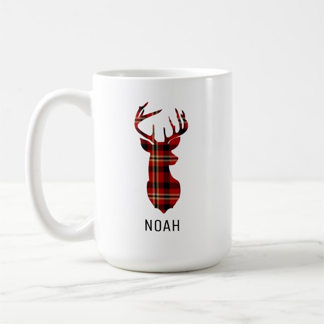 Coffee Mug Lumberjack Plaid Deer (Left)