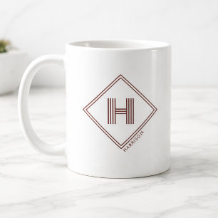 Coffee Mug   Modern Geometric Monogram Initial