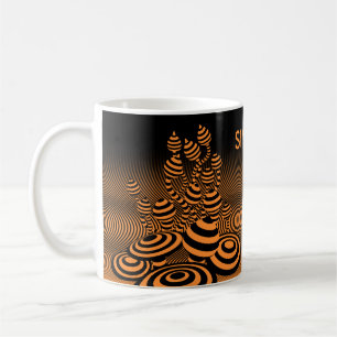 Coffee mug orange Magic Mushrooms ceramic.