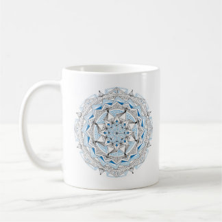 Coffee Mug Original Mandala Design 2-sided Blue