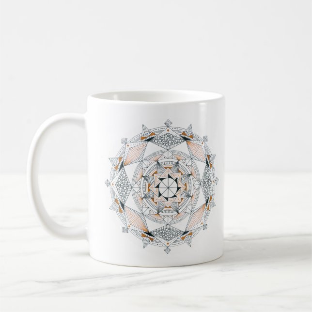 Coffee Mug Original Mandala Design 2-sided Brown (Left)
