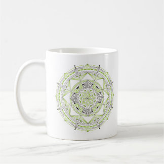 Coffee Mug Original Mandala Design 2-sided Green