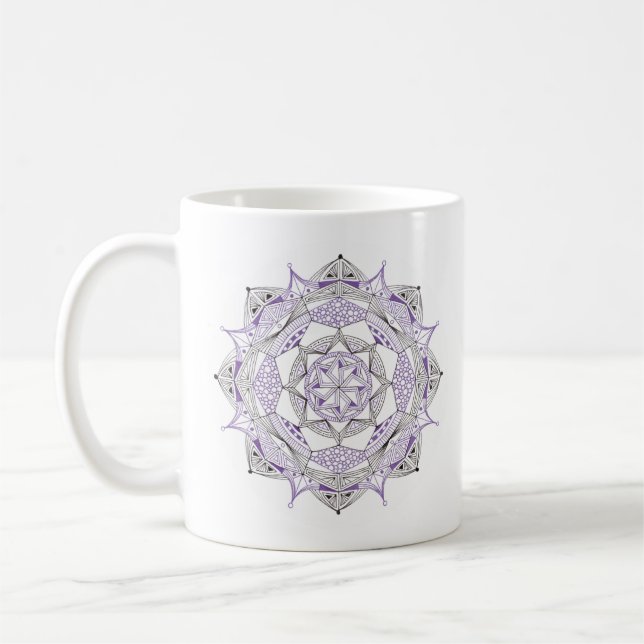 Coffee Mug Original Mandala Design 2-sided Purple (Left)