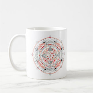 Coffee Mug Original Mandala Design 2-sided Red