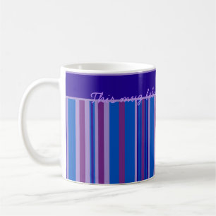 Coffee Mug: Personalize Blue, Mauve, Pink Stripes Mug
