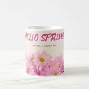 Coffee Mug Pink Daisies Hello Spring