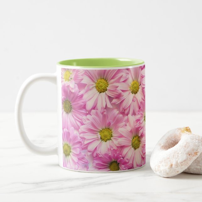 Coffee Mug - Pink Gerbera Daisies (With Donut)
