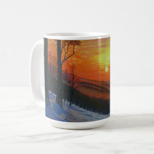 Coffee Mug - "Sunset Over Snowy Forest"