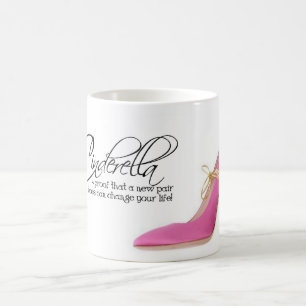 Coffee Mug Tea Cup Cinderella Pink Gold Shoes