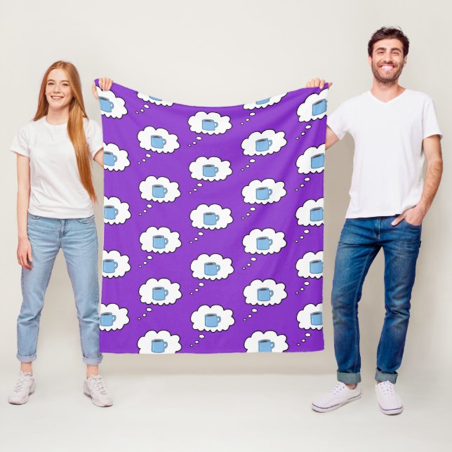 Coffee Mug Thought Bubble Fleece Blanket (In Situ)