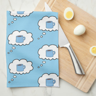 Coffee Mug Thought Bubbles Tea Towel