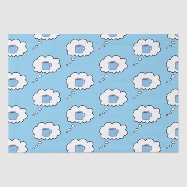 Coffee Mug Thought Bubbles Tissue Paper (Front)
