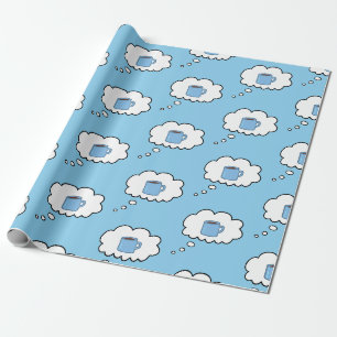 Coffee Mug Thought Bubbles Wrapping Paper