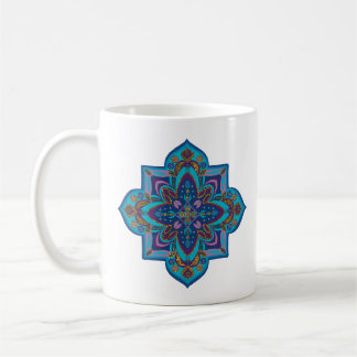 Coffee mug, vibrant purple and blue mandala mug