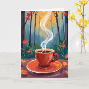 Coffee Mug Watercolor Painting Card