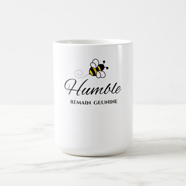 COFFEE MUG WHITE YELLOW STAY AUTHENTIC BUMBLE BEE  (Center)