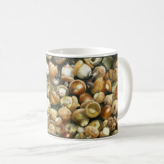 Coffee Mug with a field of fallen Acorns
