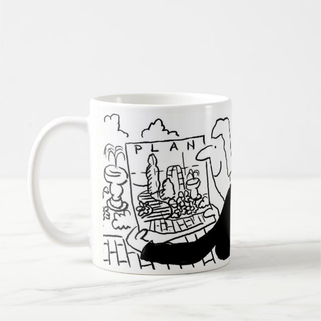 Coffee Mug with a Garden Designer Illustration (Left)