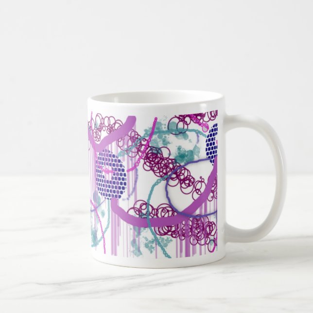 Coffee Mug With Abstract Purple Design (Right)