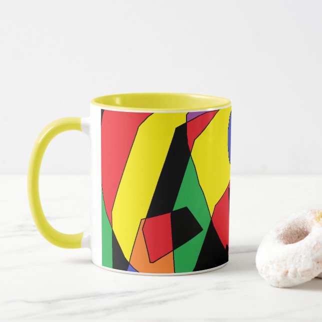 Coffee Mug with Art Colours Design (With Donut)