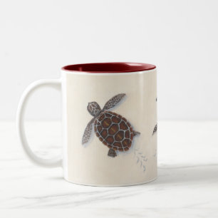 Coffee mug with baby sea turtles