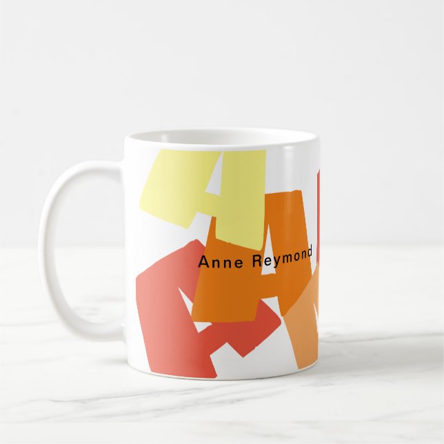 Coffee Mug with Big Colour Initials (Left)