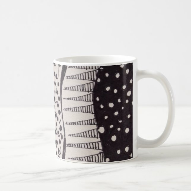 Coffee mug with black and white drawing (Right)