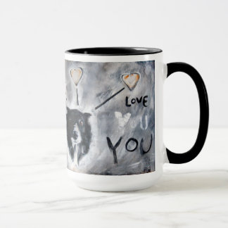 Coffee mug with border collie painting