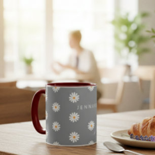 Coffee mug with daisy, cozy coffee mug